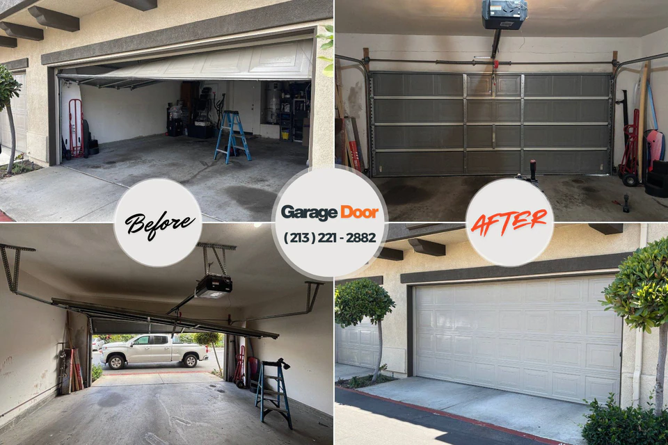 Before and after: garage door repair Trappe, MD